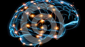 AI Chip Integration in Holographic Brain with Neural Connectivity Visualization photo