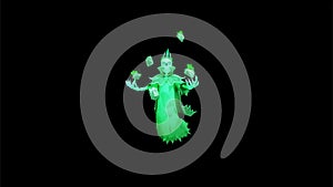 Digital Rendering Cartoon Fantasy Monster Wraith Lich Ghost Motion Background With Multiple Animations