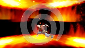 Digital Rendering Cartoon Warrior Monk Motion Background