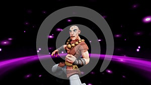 Digital Rendering Cartoon Warrior Monk Ninja Motion Background