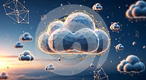 Cloud computing network technology digital data storage abstract background generated by ai