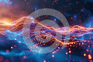 A digital rendering of cloud computing, showcasing data processing and artificial intelligence operations in the cloud