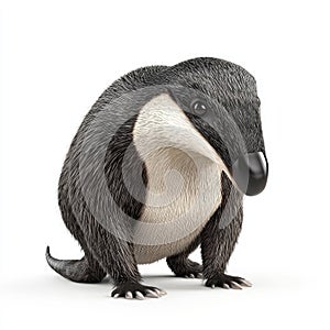 Adorable Baby Echidna Sitting on White Background, 3D Render