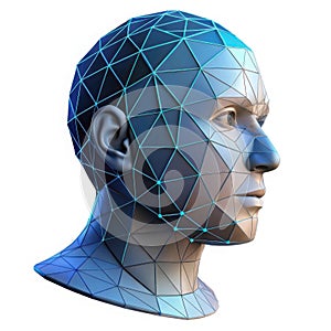 A digital rendering of a human head, showcasing artificial intelligence.
