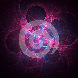 A digital rendering of a human head and upper torso composed of interconnected