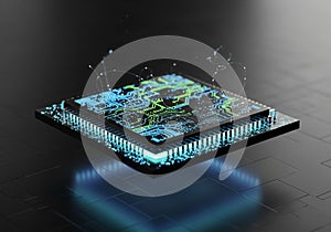 A digital rendering of a microchip