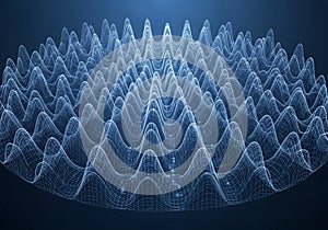 A digital rendering showcasing a three-dimensional mesh grid