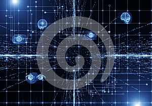 Digital representation of artificial intelligence featuring bright blue
