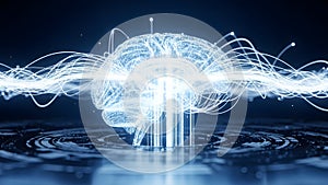 Digital Brain Artificial Intelligence Data Stream Technology Concept