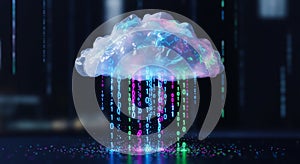 Digital Cloud Computing Technology Data Stream Futuristic Abstract Concept