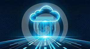 Digital representation of cloud computing and data connectivity through binary code streams