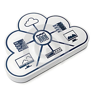 Cloud network hosting isolated on white background