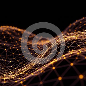 A digital representation depicts a network of interconnected points, resembling a