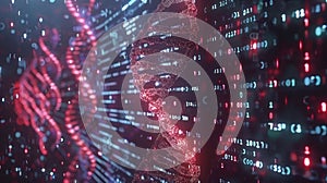 DNA Double Helix with Binary Code Background for Technology and Medicine Concept