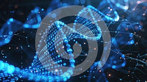 DNA Digital Code Helix Structure with Binary Data and Futuristic Technology Background