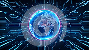 Global network digital earth technology concept