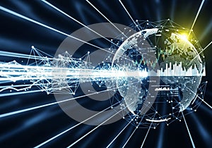 Digital representation of Earth featuring interconnected networks