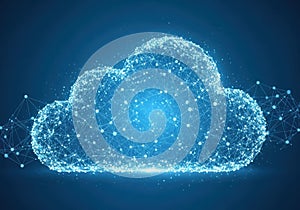 Digital representation of a glowing cloud composed of interconnected nodes