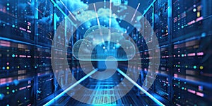 Digital representation of a glowing cloud with interconnected nodes. AIG49.