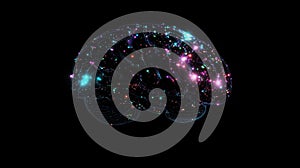 brain network with glowing connections on black