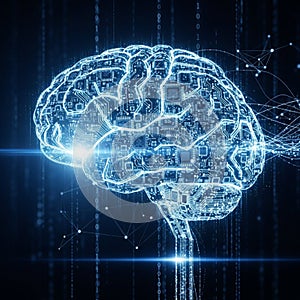 Filled with circuit board patterns, microchips, and interconnected