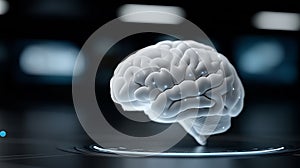 A digital representation of a human brain is shown, advanced technology, artificial intelligence