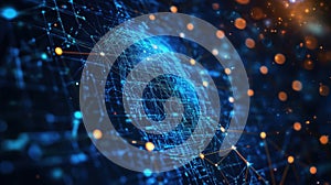 Digital representation of human face in abstract network of connections and data points