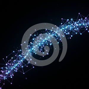 A digital representation of a neural network pattern features interconnected nodes