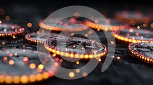 A digital representation of synthetic assets within virtual markets, showcasing glowing abstract forms that symbolize photo