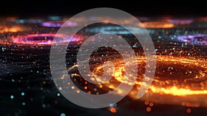 A digital representation of synthetic assets within virtual markets, showcasing glowing abstract forms that symbolize photo