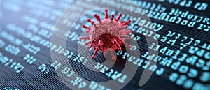 Digital Representation of Virus on Code Background