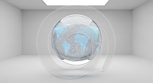Global Network Sphere in White Room