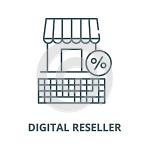 Digital reseller line icon, vector. Digital reseller outline sign, concept symbol, flat illustration