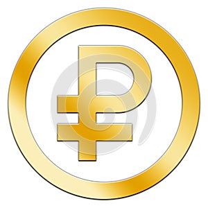 Digital Ruble currency symbol in gold version, Russia