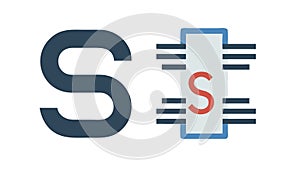 Digital 'S' circuit: Technology integration and advanced computing, vector design Generative AI