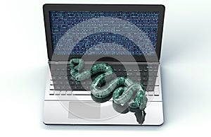 Digital safety concept electronic computer snake