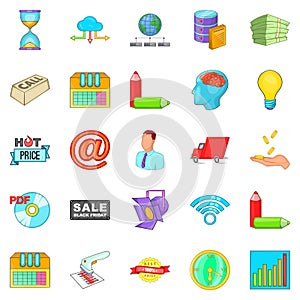 Digital sales icons set, cartoon style