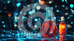 Science lab research with digital technology concept