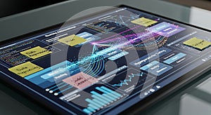 Digital screen displaying complex data visualization for machine learning and ai model training