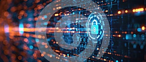 Digital Screen Displaying Lock Icon Symbolizing Security Concept