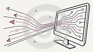 Digital Screen with Flowing Data Waves, vector design Generative AI