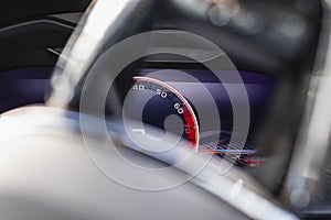 Digital screen hud engine dashboard in a sports modern car