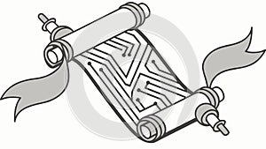 Digital scroll with circuit board pattern, tech and information, vector design Generative AI