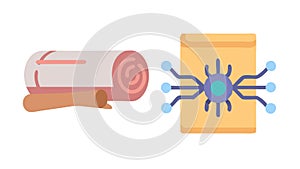 Digital Scroll Information Tech, Ancient Wisdom, vector design Generative AI