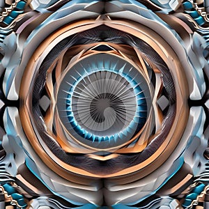 A digital sculpture of interconnected shapes and forms, shifting and changing in a mesmerizing and hypnotic pattern1