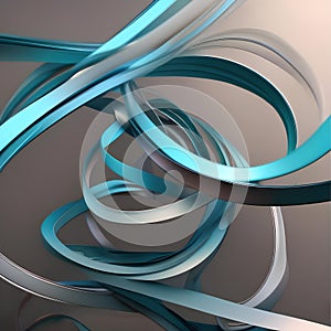 A digital sculpture of intertwining ribbons, flowing and weaving through space in an elegant dance2