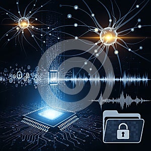 Digital security and artificial intelligence network concept