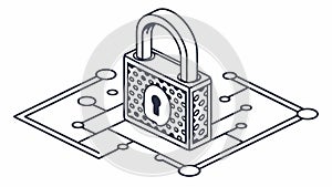 Digital security on circuit board, safeguarding data and systems, vector design Generative AI