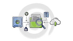 Digital Data Protection and Cloud Security Concept Illustration