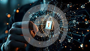 Digital Security Concept with Lock and Data Protection ThemeAI Generated
